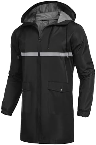 Amazon.com: COOFANDY Men's Long Raincoat with Hood Waterproof