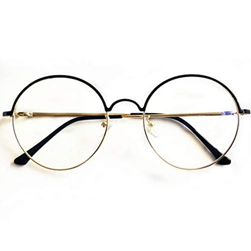 ROWERR Blue Light Blocking Glasses Retro Round Lightweight Anti Digital Eye Strain Headache Computer Eyewear Metal Frame for Women/Men (Transparent Lens)