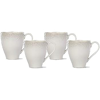 Lenox 885629 Chelse Muse Floral Grey Mugs, Set of 4