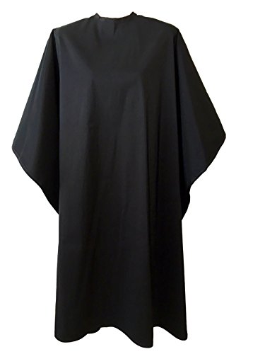 JNxcel Premium Quality BLACK Water Repellent & Stain Resistant All-Purpose Nylon/Polyester Fabric Hair Salon & Barber Hair Cutting, Shampoo & Chemical Cape with Snap Closure