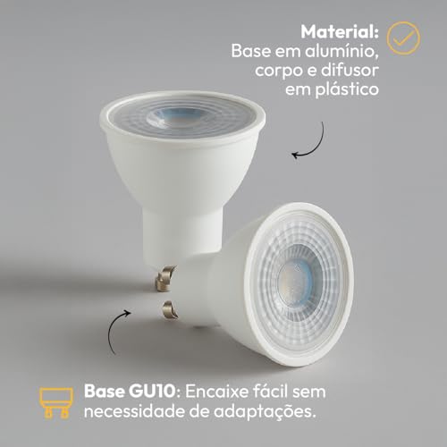 Kit 10 Lampada Led MR11 MR16 ou AR111 Branco Quente Neutro ou Frio GU10 Bivolt Branco Alut By Avant (Branco Quente 3000K, MR16 4,8W)