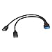 Nightwolf ® Black 16 Inch Single Port USB 3.1 Type C USB-C Female to USB 3.0 Motherboard 19pin Header Y Splitter Cable