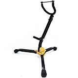 Gonioa Folding Saxophone Stand, Alto/Tenor Sax Stand, Adjustable Metal Triangle Base Design Saxophone Holder Rack Portable Musical Instrument