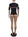 Women's Casual Ribbed Ribbon Stripe Patchwork Half Sleeve T-Shirt Tops Black XL