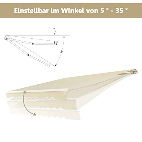 COSTWAY Markise mit kurbel, Balkonmarkise Sonnenschutz, Gelenkarmmarkise Sonnenmarkise Terrassenmarkise, Klemmmarkise… – Bild 5