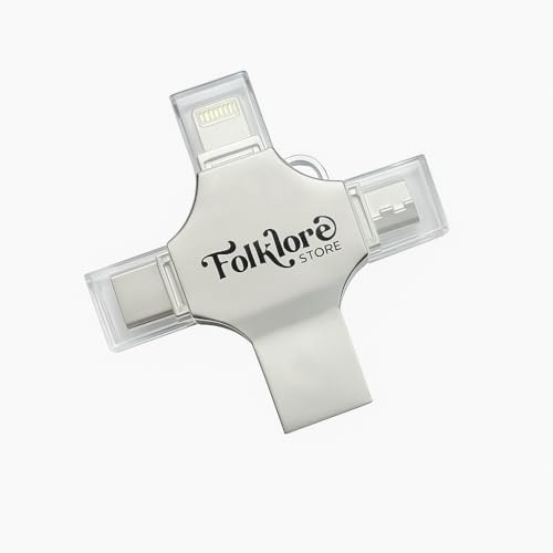 Pen Drive OTG 4 em 1 (256 GB), Armazenamento Externo, Pendrive de Fotos, USB 3.0 Memory Stick Jump Drive PhotoStick para iPad, Android, PC, iPhone.