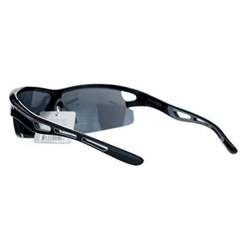 Mens Sports Fashion Sunglasses Half Rim Soft Nose Comfort Shades Black Gray