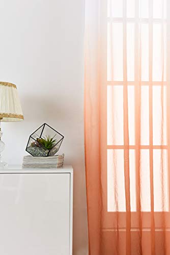 Orange Ombre Sheer Curtains 63 inches Long, Orange Sheer Curtains for Bedroom, Rod Pocket Window Curtains for Living Room Decor, 2 Panels 52\