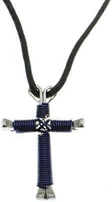 Intercession™ Horseshoe Nail Cross - Made in USA (Large - Blue, Navy)