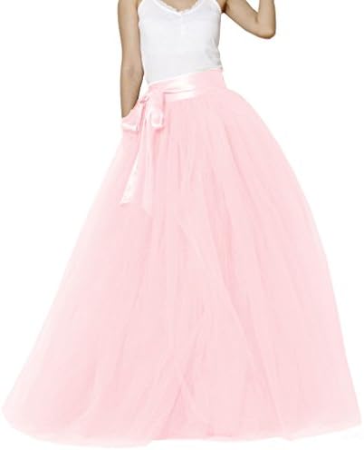 Women Floor Length Bowknot 5-Layered Tulle Party Evening Tutu Skirt