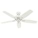 Hunter Fan Company, 53322, 52 inch Newsome Fresh White Indoor / Outdoor Ceiling Fan and Pull Chain