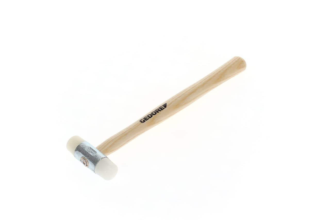 GEDORE Nylon Hammer with Wooden Handle, Leather Hammer, Dia. 22 mm, Hammer with ash Wood Handle, Tool, Forged, 225 E-22