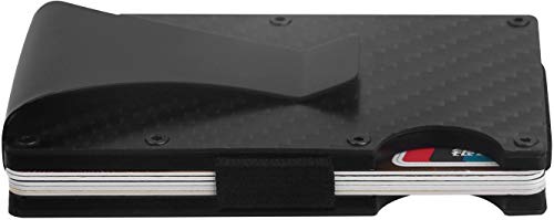 iMounTEK Premium Ultra-Slim RFID Blocking Minimalist Wallet W/Cash Clip. High Capacity, Carbon Fiber, Anti Scan Credit Card Holder Card Protector For Men - BLACK
