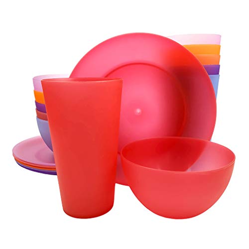image for L&C HOUSEWARES Plastic Bowls set of 12 Unbreakable and Reusable 32oz/6