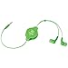 ReTrak Retractable Stereo Earbuds, Green (ETAUDIOGRN)