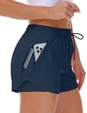 Mancreda Women's Running Shorts with Liner 3 Zipper