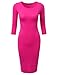 DRESSIS Womens 3/4 Sleeve Round Neck Midi Bodycon Dress