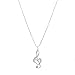 Spinningdaisy Silver Plated Crystal Treble Clef Necklace (Clear Crystals with Silver)