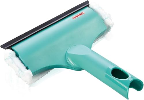 Leifheit Window & Frame Cleaner Tergivetro S con copertura in microfibra, Lavafinestre con gomma tergivetro, Lavavetri compatibile con manici