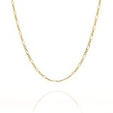 Lifetime Jewelry Figaro Chain 1.5MM, 24K Gold with Inlaid Bronze, Premium Fashion Jewelry, Pendant Necklace Made Thin for Charms, Guaranteed for Life, 16 to 30 Inches