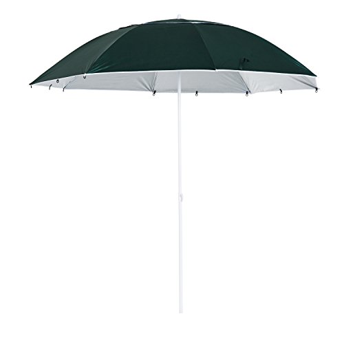 Outsunny 2 in 1 Sonnenschirm Strandschirm Windschutz Strandmuschel Dunkelgrün Φ210xH222cm – Bild 5
