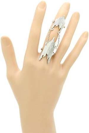 Silver armour knuckle chevron shape metal ring Fashion Jewelry FancyCharm