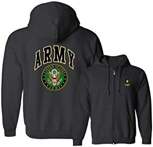 Amazon.com: zerogravitee Black ARMY Full-Zip Hooded Sweatshirt