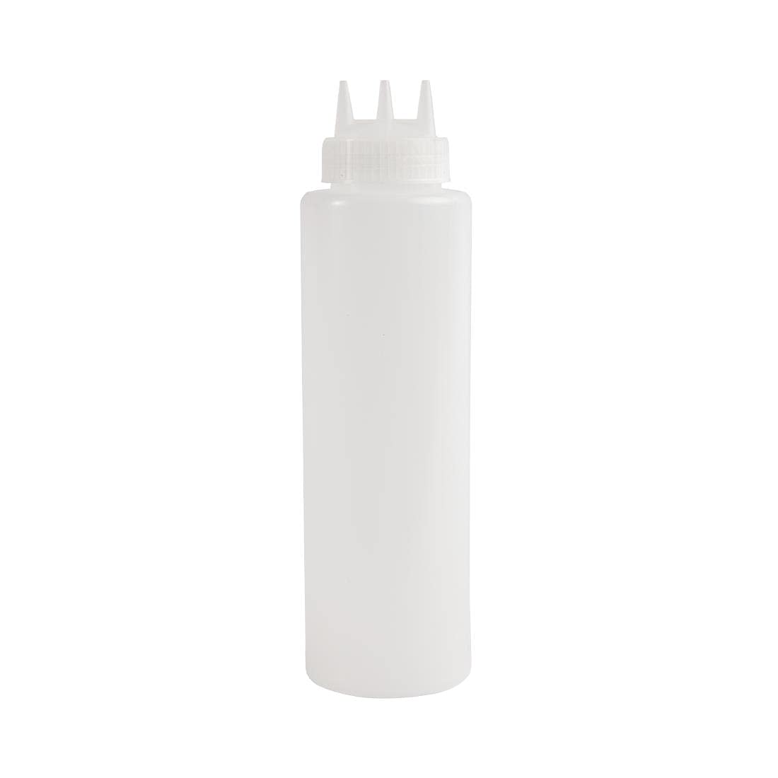 Vogue Clear 3 Nozzle Squeeze Bottle 908 ml / 36 oz, Clear, Material: Polyethylene Plastic, Triple Nozzle Design, Super Squeezy, Quick Dispensing, Linked Nozzle Cap, CW726