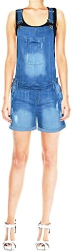 Fashio Women's Denim Bib Overall Shortalls Dungarees Jumpsuits DK-02 Lt Blue 18