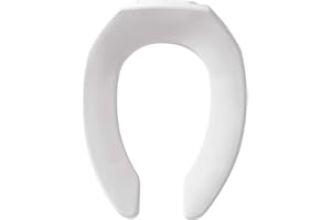 BEMIS 1955SSCT Commercial Open Front Plastic Toilet Seat, Heavy Duty Industrial No Slam Seat without Lid, Secure Installation, Made in USA, Elongated, White
