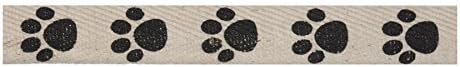 Natural 5m x 15mm Bowtique Ribbon Paw Prints: Black