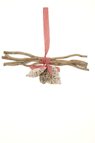 Michael Dark Twigs and Hearts Hanging Decoration on Red Check Ribbon