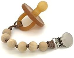 Ryan And Rose Meeks Cutie Clip - Faux Suede Beaded Pacifier Clip Teether (Birch Brown)