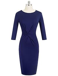 VELJIE Vestido de mujer con nudo de trabajo, estilo vintage, para fiestas de negocios