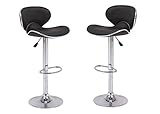Vogue Furniture Direct Adjustable Height Swivel Barstools with Footrest, Black (Set of 2) VF1581046-2