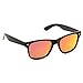 WearMe Pro Polarized Flat Mirrored Reflective Color Lens Large Horn Rimmed Style Sunglasses (Mirrored Red)