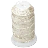Simply Silk Beading Thick Thread Cord Size FFF (0.016 Inch 0.42mm) Spool 92 Yards Compatible with Kumihimo Super Lon (Ecru)