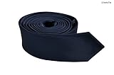 Moda Di Raza- Mens Skinny Slim Neck Tie - Silk Finish Polyester Men Necktie - Solid Color Long Ties for Men - Fashion Tie - Navy