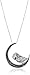 10k White Gold Black-and-White Diamond Owl Pendant Necklace (1/2 cttw), 18
