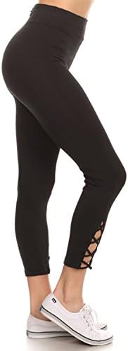 Women's Black Crisscross Cutout Ankle Leggings Small Black