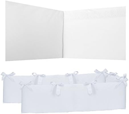 Vizaro - Extra-Large Padded Bumper 3-Sided for COT 60x120cm - 100% Luxury Cotton - Made in EU - OekoTex - Safe for Babies - C. White Lace