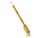 Exfoliating Dry Brush | Body Skin Scrubber | Lymphatic Drainage & Cellulite Massager | Dry Brushing Back and Body Brush | Durable 16” Long Handle Bamboo with Natural Boar Bristles | Antibacterial