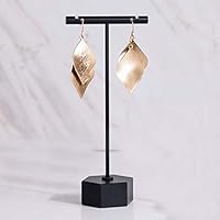 BanST Metal Black 5.3"-1pc Earring Display T Stand for Show, T Bar Jewelry Holder Tree for Retail Photography【Black-Hexagon Base-Height 5 2/5"-1pc】