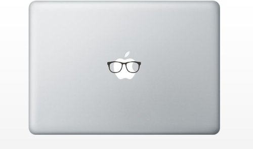 Glasses funny cute MacBook Decal Mac Apple skin sticker pro air 13 15 17 BLACK