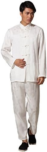 Amazon カンフー コスプレ 上下セットアップ 中国武術 太極拳服 メンズ L 白 コスプレ 仮装 通販