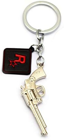 FITIONS - 8 Colors Game Red Dead Redemption 2 Keychain Silver Alloy 3D Gun Model 7cm Pendant Men Chaveiro Souvenir llaveros