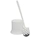 Home Basics Plastic Toilet Brush with Compact Holder, for Bathroom Storage - Sturdy, Deep Cleaning, White