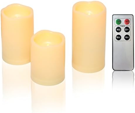 Candle Choice Flameless Pillar Candles 4" 5" 6" Set of 3 Waterproof Outdoor Led Candles with Remote Timer Function