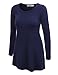 Lock and Love LL WT767 Womens Long Sleeve Scoop Neck Trapeze Tunic M Navy