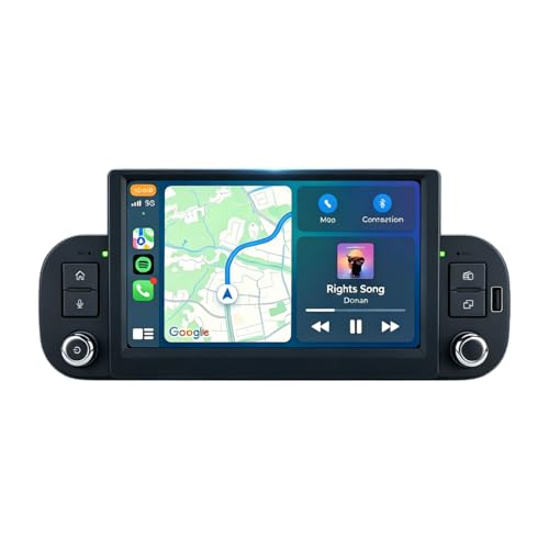 Car Radio with Linux System and 7 Inch IPS Screen Compatible with Fiat Panda (2013-2020) | CarPlay & Android Wireless Car Integrated | Supports AM/FM/RDS | With DSP/USB/Bluetooth/Microphone
